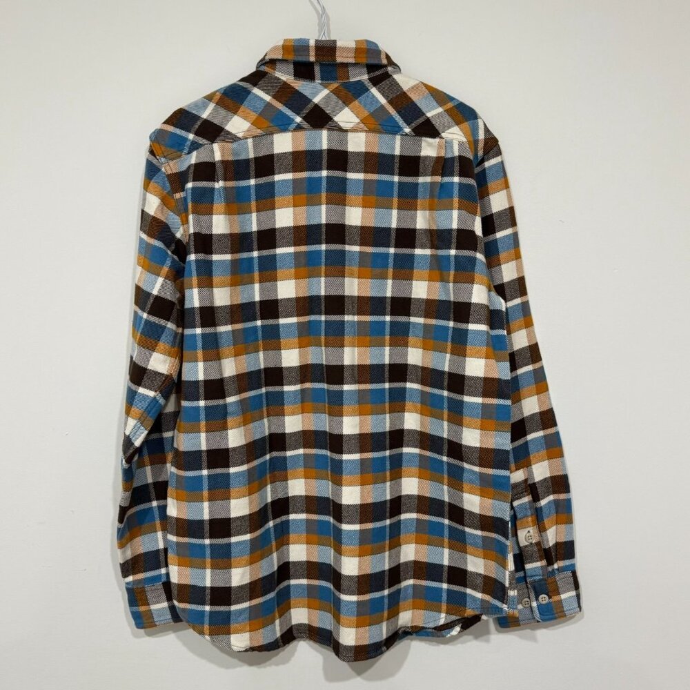 Filson Mens Vintage Flannel Work Shirt Brown Cream Ochre Blue Plaid Size M NWOT - Picture 5 of 10